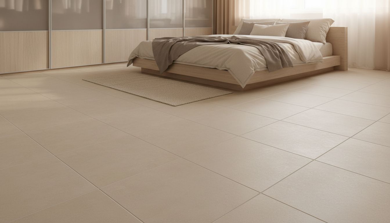 Porcelanato instalado em quarto residencial